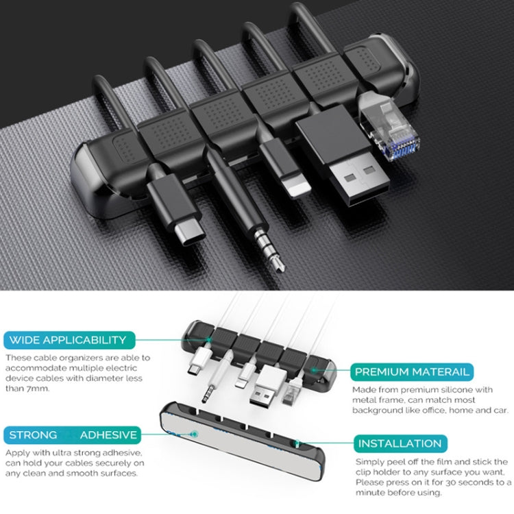 AhaStyle PT125 Aluminum Alloy + Silicone 5 Holes Position Cable Holder Desktop Data Cable Clip(Pink)