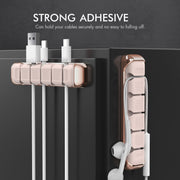 AhaStyle PT125 Aluminum Alloy + Silicone 5 Holes Position Cable Holder Desktop Data Cable Clip(Pink)