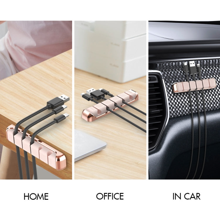 AhaStyle PT125 Aluminum Alloy + Silicone 5 Holes Position Cable Holder Desktop Data Cable Clip(Pink)