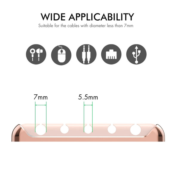 AhaStyle PT125 Aluminum Alloy + Silicone 5 Holes Position Cable Holder Desktop Data Cable Clip(Pink)