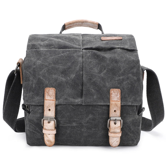 Camera Shoulder Messenger Bag Batik Canvas Water-resistant Photography SLR Camera Bag(Dark Gray)
