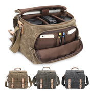 Camera Shoulder Messenger Bag Batik Canvas Water-resistant Photography SLR Camera Bag(Army Green)