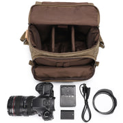 Camera Shoulder Messenger Bag Batik Canvas Water-resistant Photography SLR Camera Bag(Dark Gray)