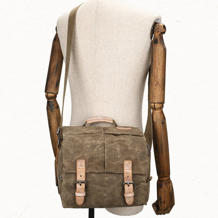 Camera Shoulder Messenger Bag Batik Canvas Water-resistant Photography SLR Camera Bag(Army Green)