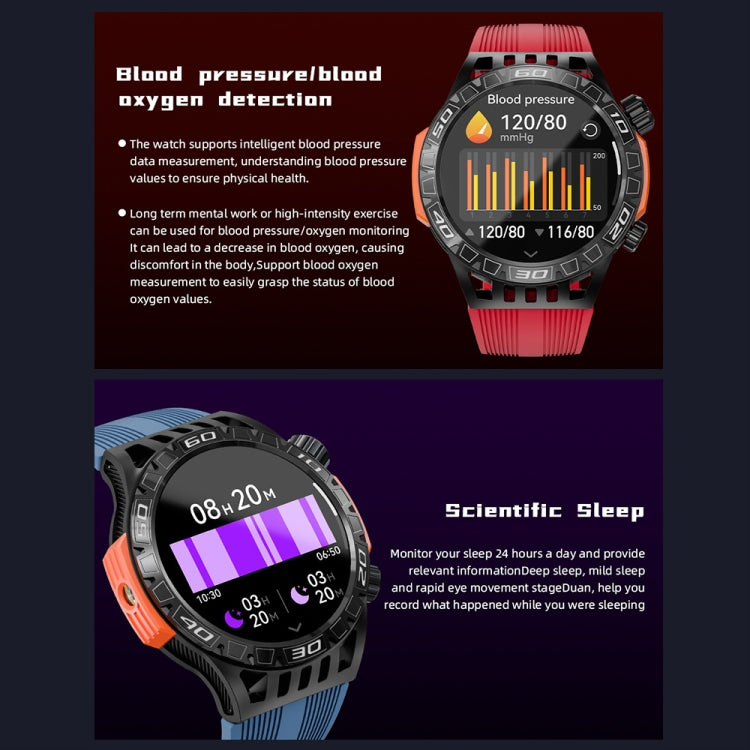 LOKMAT ZEUS6 PRO 1.46-Inch IP68 Waterproof SOS Flashlight Bluetooth Smart Watch(Blue) - free shipping - PMC TechLife - Order now!