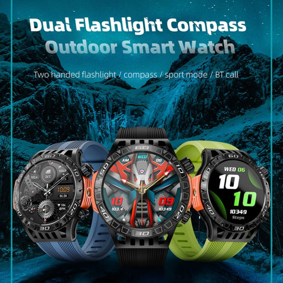 LOKMAT ZEUS6 PRO 1.46-Inch IP68 Water-resistant SOS Flashlight Bluetooth Smart Watch(Blue)