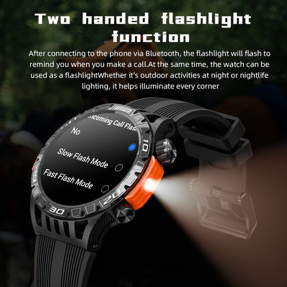 LOKMAT ZEUS6 PRO 1.46-Inch IP68 Water-resistant SOS Flashlight Bluetooth Smart Watch(Black)