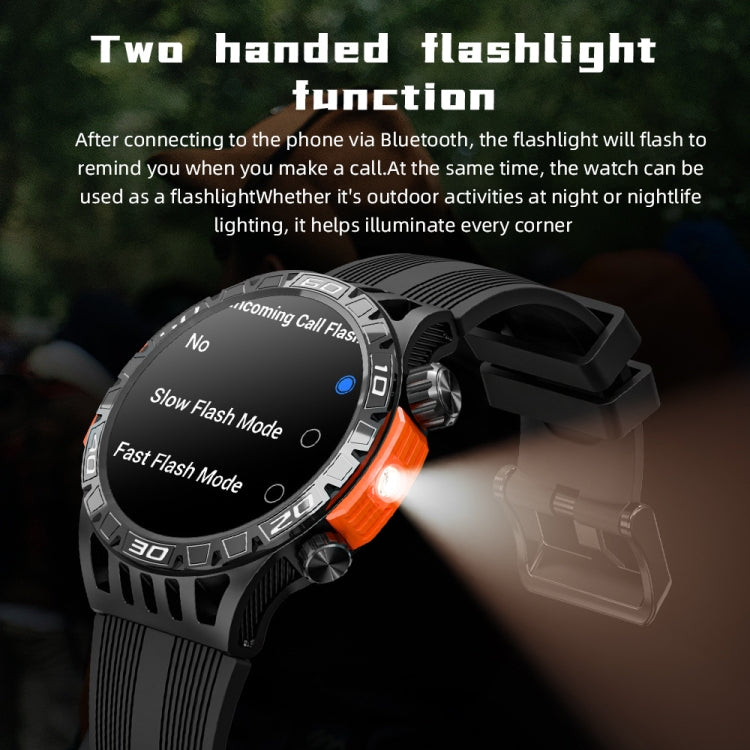 LOKMAT ZEUS6 PRO 1.46-Inch IP68 Water-resistant SOS Flashlight Bluetooth Smart Watch(Brick Red)