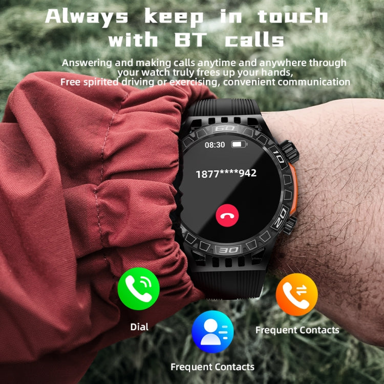 LOKMAT ZEUS6 PRO 1.46-Inch IP68 Waterproof SOS Flashlight Bluetooth Smart Watch(Black) - free shipping - PMC TechLife - Order now!