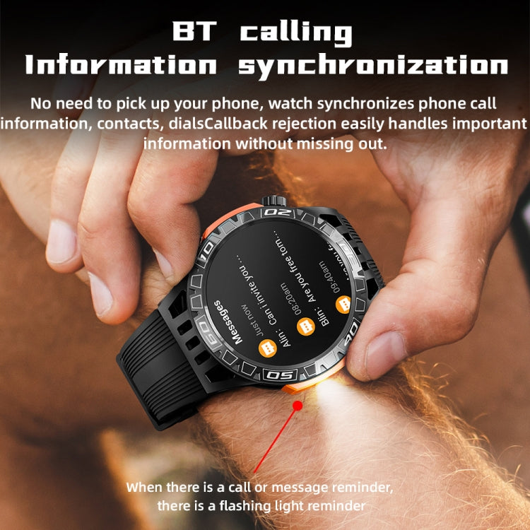 LOKMAT ZEUS6 PRO 1.46-Inch IP68 Waterproof SOS Flashlight Bluetooth Smart Watch(Black) - free shipping - PMC TechLife - Order now!