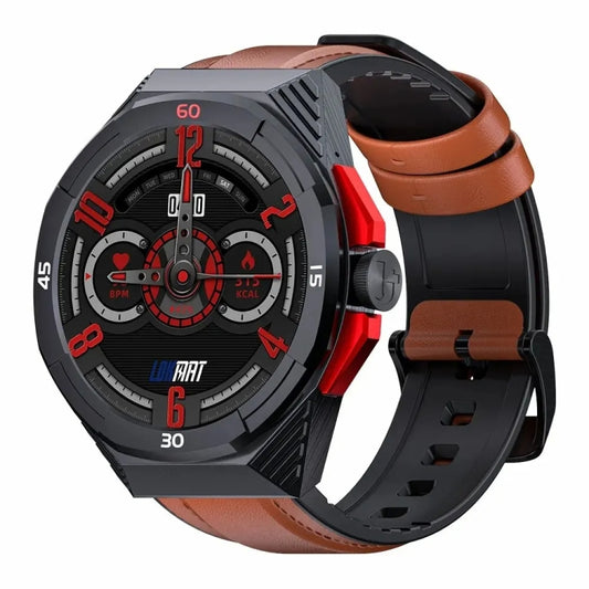 LOKMAT COMET2 PRO 1.46-Inch 5ATM Waterproof Bluetooth Call Smart Watch, Color: Brown Leather - free shipping - PMC Jewellery - Order now!