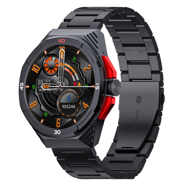 LOKMAT COMET2 PRO 1.46-Inch 5ATM Water-resistant Bluetooth Call Smart Watch, Color: Black Stainless Steel
