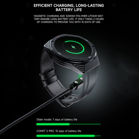 LOKMAT COMET2 PRO 1.46-Inch 5ATM Water-resistant Bluetooth Call Smart Watch, Color: Black Stainless Steel