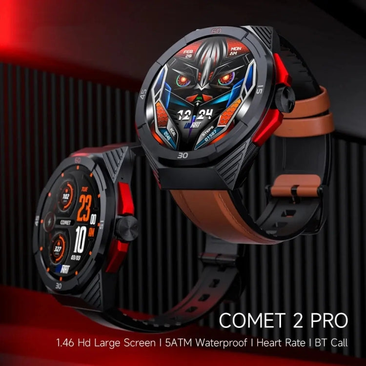 LOKMAT COMET2 PRO 1.46-Inch 5ATM Water-resistant Bluetooth Call Smart Watch, Color: Black Stainless Steel