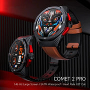 LOKMAT COMET2 PRO 1.46-Inch 5ATM Water-resistant Bluetooth Call Smart Watch, Color: Brown Leather