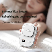 HX-150A Outdoor Digital Display Silent USB Charging Bladeless Waist Hanging Neck Fan(White)