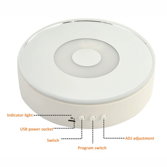 15cm Spinning Display Stand with Gradient Color Lights for Glass Art(White)