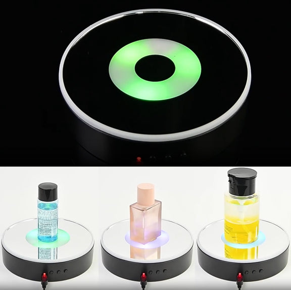 15cm Spinning Display Stand with Gradient Color Lights for Glass Art(White)