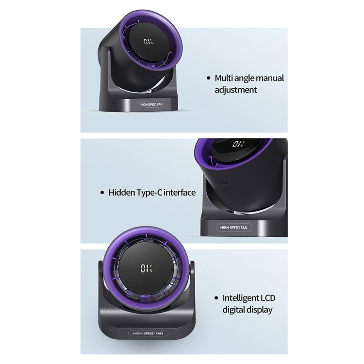 HX-F315 100-speed USB Charging Digital Display Wall-mounted Desktop Turbine Fan(Black) - Electric Fans by PMC TechLife | Online Shopping South Africa | PMC TechLife | Buy Now Pay Later Mobicred