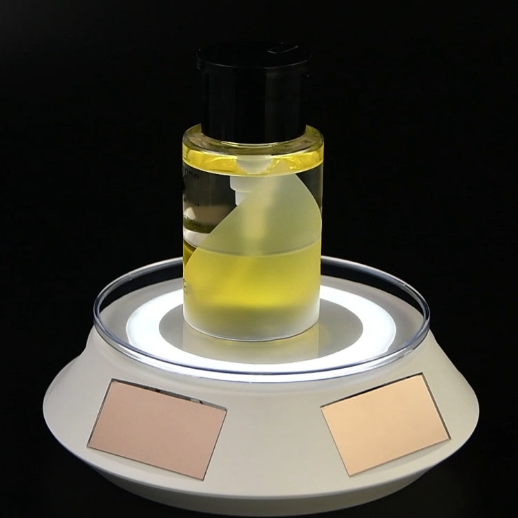14cm  Solar Energy Spinning Display Stand with LED Light for Jewelry Crystal Product Display, Style: White Transparent