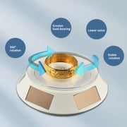 14cm  Solar Energy Spinning Display Stand with LED Light for Jewelry Crystal Product Display, Style: White Transparent