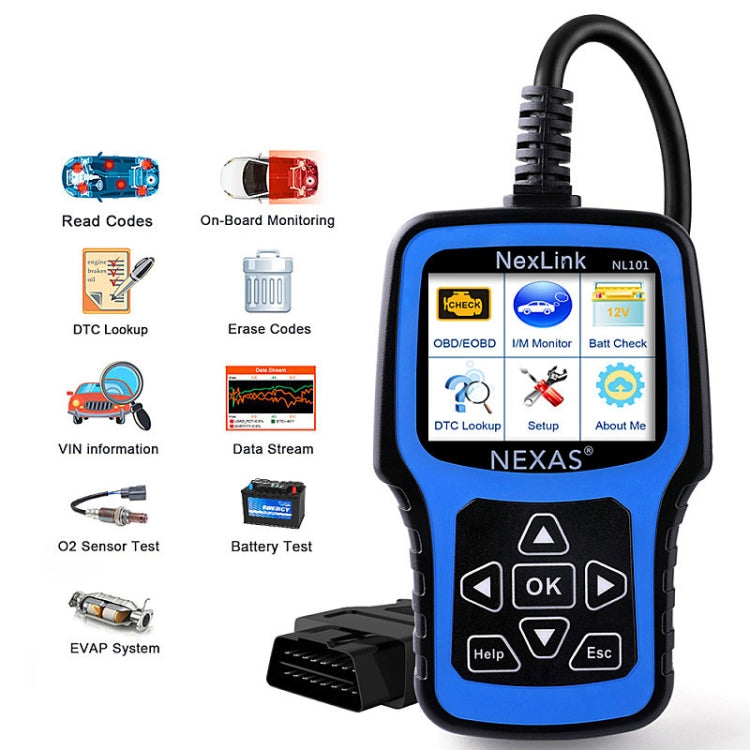 Nexas NL101 Universal OBD2 Scanner Diagnostic Tool & Battery Tester With OBDII - free shipping - PMC Jewellery - Order now!