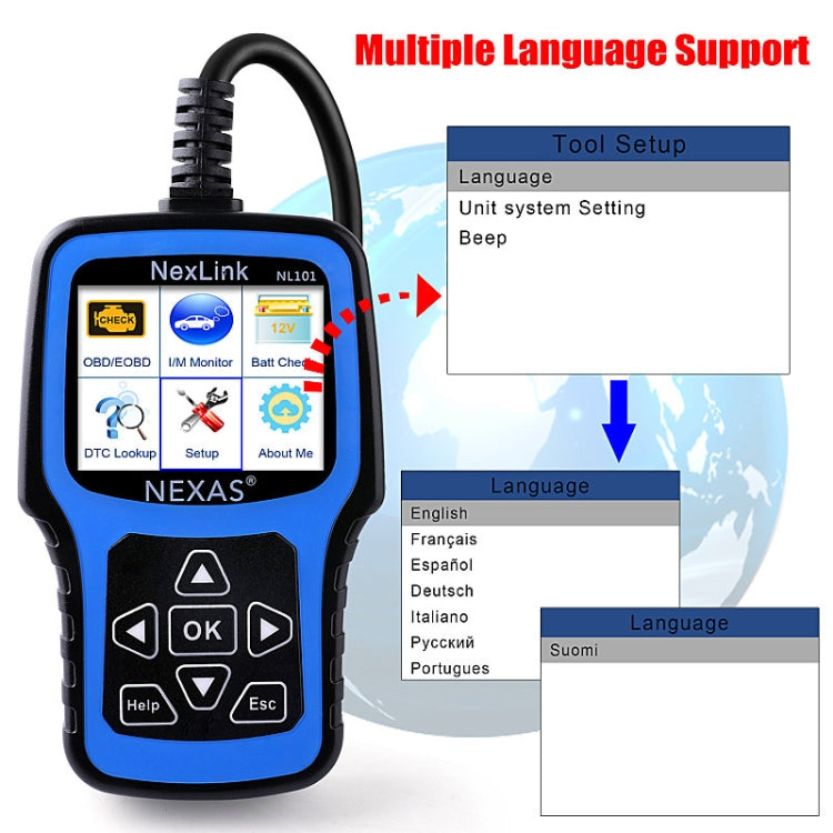Nexas NL101 Universal OBD2 Scanner Diagnostic Tool & Battery Tester With OBDII - free shipping - PMC Jewellery - Order now!