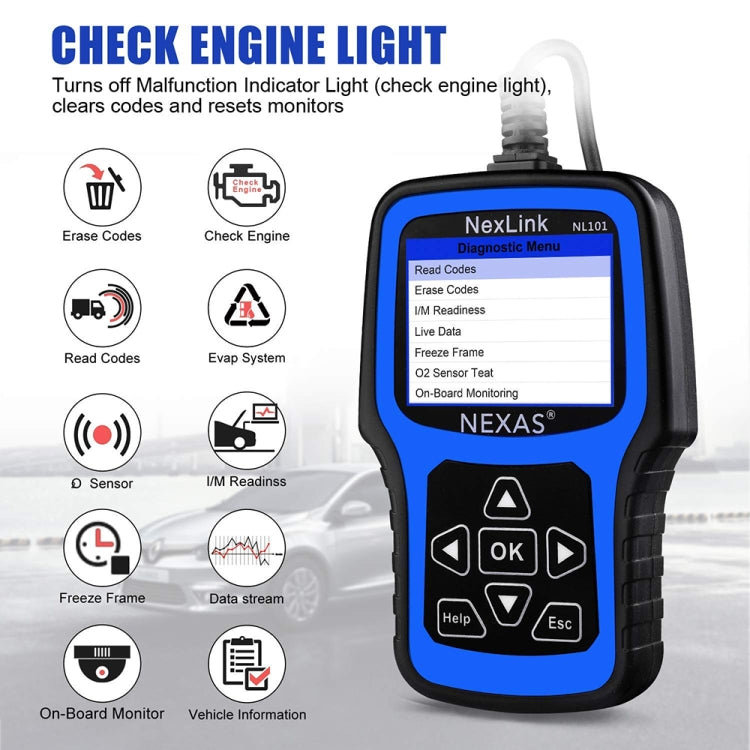 Nexas NL101 Universal OBD2 Scanner Diagnostic Tool & Battery Tester With OBDII - free shipping - PMC Jewellery - Order now!