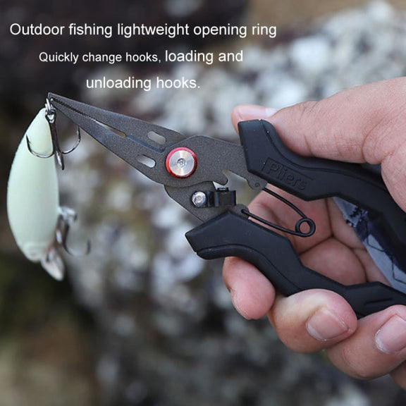 Teflon Stainless Steel Multifunctional Fishing Pliers Anti-slip Cutting Line Open Ring Fishing Tools(Red Nail)