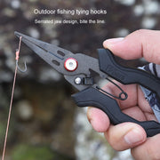 Teflon Stainless Steel Multifunctional Fishing Pliers Anti-slip Cutting Line Open Ring Fishing Tools(Red Nail)