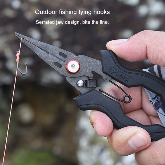 Teflon Stainless Steel Multifunctional Fishing Pliers Anti-slip Cutting Line Open Ring Fishing Tools(Red Nail)