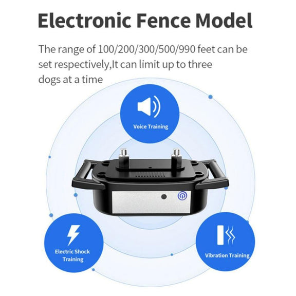 1 Drag 1 Pet Electronic Fence Wireless Dog Trainer Smart Electric Shock Dog Collar(Black)