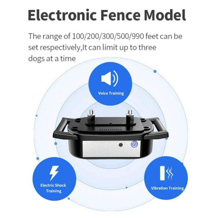 1 Drag 1 Pet Electronic Fence Wireless Dog Trainer Smart Electric Shock Dog Collar(Black)
