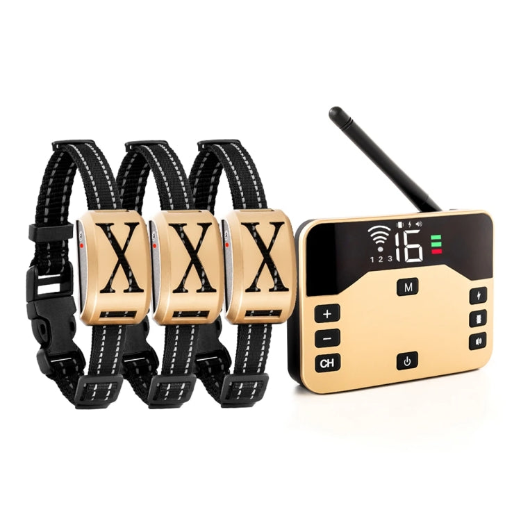 1 Drag 3 Pet Electronic Fence Wireless Stop Barker Outdoor Dog Collar Remote Control Dog Trainer(Gold) - Training Aids by PMC TechLife | Online Shopping South Africa | PMC TechLife | Buy Now Pay Later Mobicred