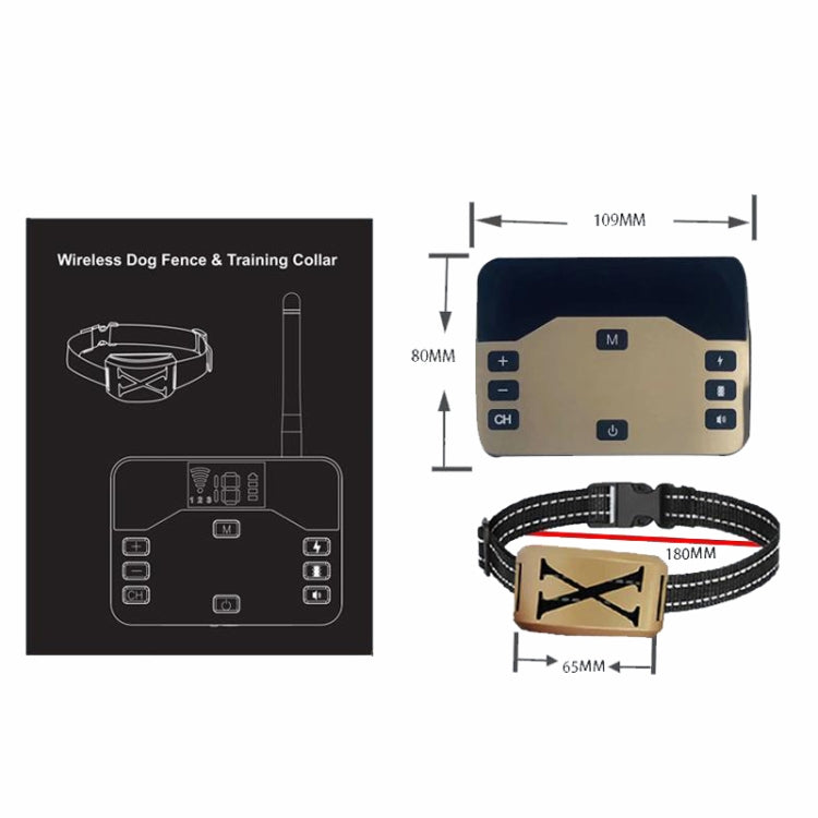 1 Drag 1 Pet Electronic Fence Wireless Stop Barker Outdoor Dog Collar Remote Control Dog Trainer(Gold) - Training Aids by PMC TechLife | Online Shopping South Africa | PMC TechLife | Buy Now Pay Later Mobicred