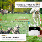 1 Drag 2 Pet Electronic Fence Wireless Stop Barker Outdoor Dog Collar Remote Control Dog Trainer(White)