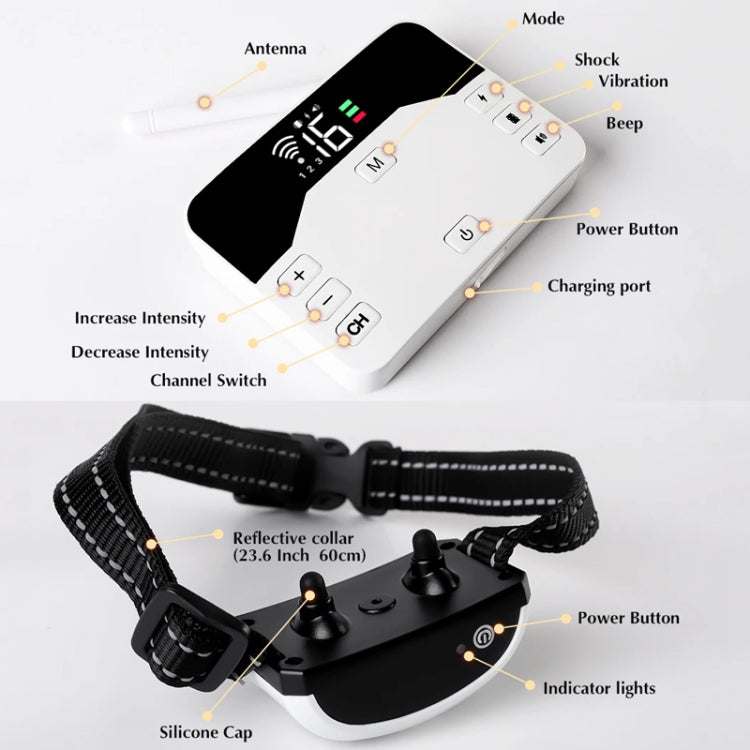 1 Drag 3 Pet Electronic Fence Wireless Stop Barker Outdoor Dog Collar Remote Control Dog Trainer(White) - Training Aids by PMC TechLife | Online Shopping South Africa | PMC TechLife | Buy Now Pay Later Mobicred