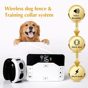 1 Drag 1 Pet Electronic Fence Wireless Stop Barker Outdoor Dog Collar Remote Control Dog Trainer(Gold)