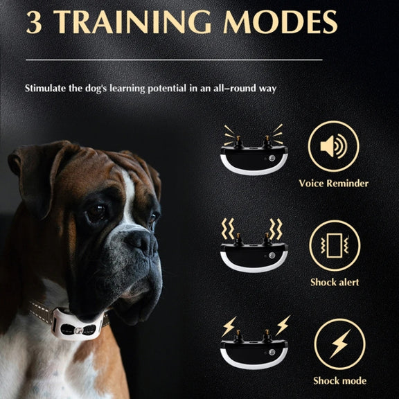 1 Drag 3 Pet Electronic Fence Wireless Stop Barker Outdoor Dog Collar Remote Control Dog Trainer(White)
