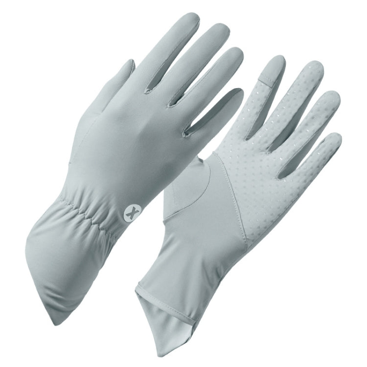 1pair Summer Thin Ice Silk Anti-Slip Sunscreen Sport Riding Finger Gloves, Size: One Size(Gray) - Safety Gloves by PMC TechLife | Online Shopping South Africa | PMC TechLife | Buy Now Pay Later Mobicred