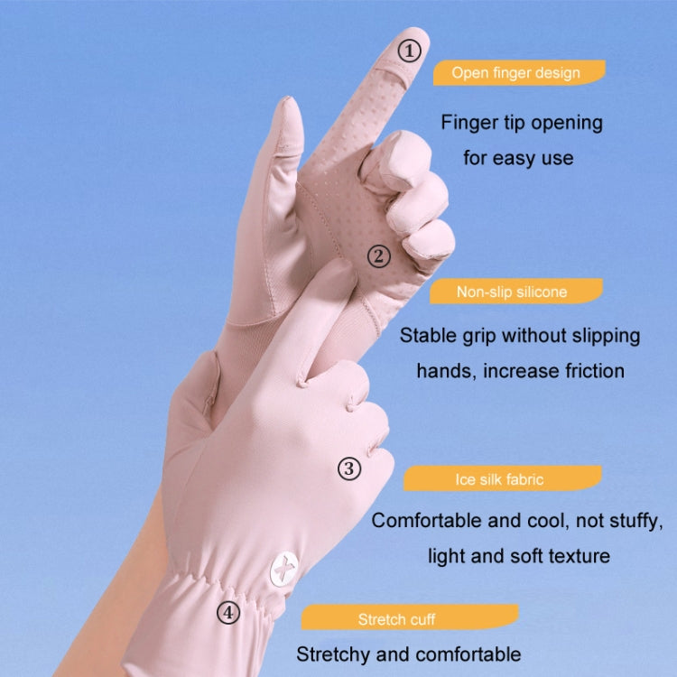 1pair Summer Thin Ice Silk Anti-Slip Sunscreen Sport Riding Finger Gloves, Size: One Size(White) - Safety Gloves by PMC TechLife | Online Shopping South Africa | PMC TechLife | Buy Now Pay Later Mobicred