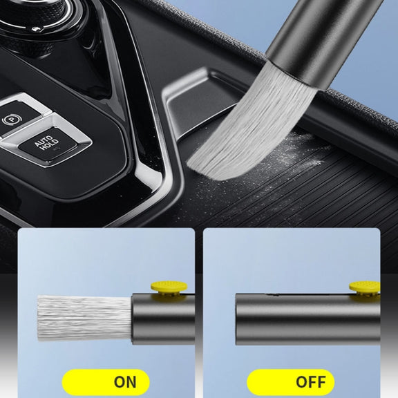 3-In-1 Car Air Outlet Double-Head Cleaning Brush Multi-Functional Detail Brush With Hammer(Grey)