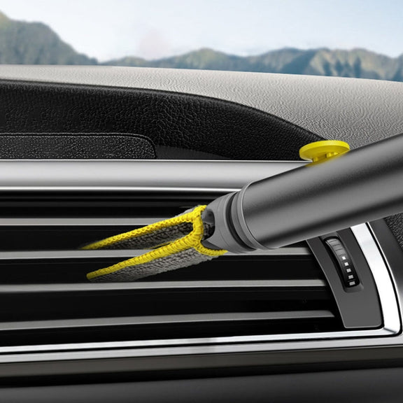 3-In-1 Car Air Outlet Double-Head Cleaning Brush Multi-Functional Detail Brush With Hammer(Grey)
