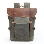 Vintage Camera Bag Water-resistant  Canvas Backpack with Laptop Compartment Tripod Holder(Army Green)
