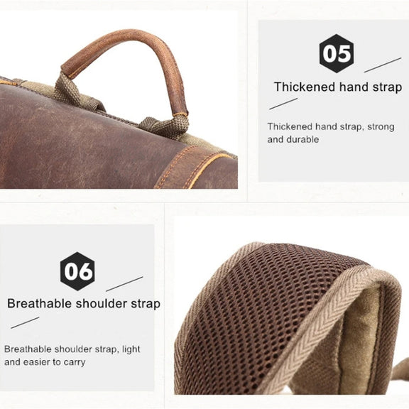 Vintage Camera Bag Water-resistant  Canvas Backpack with Laptop Compartment Tripod Holder(Dark Gray)
