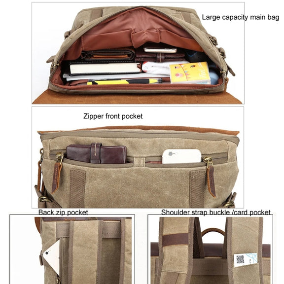 Vintage Camera Bag Water-resistant  Canvas Backpack with Laptop Compartment Tripod Holder(Khaki)