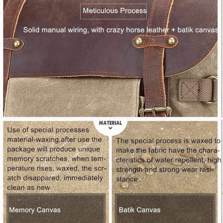 Vintage Camera Bag Waterproof  Canvas Backpack with Laptop Compartment Tripod Holder(Khaki) - Backpack by PMC Jewellery | Online Shopping South Africa | PMC Jewellery | Buy Now Pay Later Mobicred