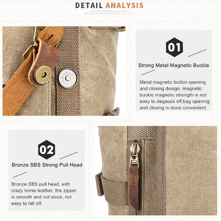 Vintage Camera Bag Waterproof  Canvas Backpack with Laptop Compartment Tripod Holder(Khaki) - Backpack by PMC Jewellery | Online Shopping South Africa | PMC Jewellery | Buy Now Pay Later Mobicred