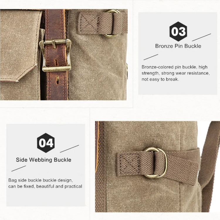 Vintage Camera Bag Waterproof  Canvas Backpack with Laptop Compartment Tripod Holder(Khaki) - Backpack by PMC Jewellery | Online Shopping South Africa | PMC Jewellery | Buy Now Pay Later Mobicred
