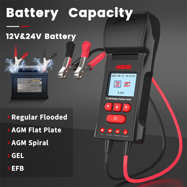 ANCEL 12V/24V Printer-Type Car Battery Tester Battery Power CCA Internal Resistance Life Detector(BST600) - free shipping - PMC Jewellery - Order now!